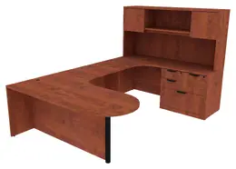 U Shaped Peninsula Desk with Hutch - PL Laminate