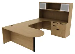 U Shaped Peninsula Desk with Hutch - PL Laminate