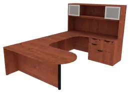 U Shaped Peninsula Desk with Hutch - PL Laminate