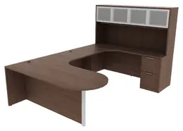 U Shaped Peninsula Desk with Hutch - PL Laminate