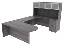 U Shaped Peninsula Desk with Hutch - PL Laminate