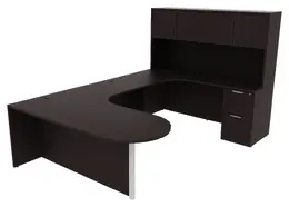 U Shaped Peninsula Desk with Hutch - PL Laminate