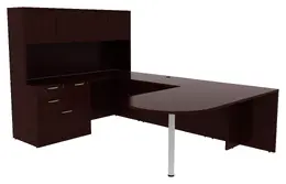 U Shape Peninsula Desk with Hutch - Commerce Laminate