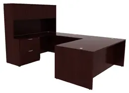 U Shaped Desk with Hutch - Commerce Laminate