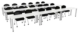 Three Rows of Training Tables - Square Legs - PL Laminate