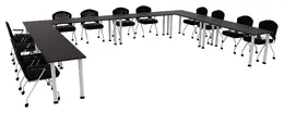 U Shaped Training Table Set - Round Legs - PL Laminate