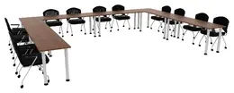 U Shaped Training Table Set - Round Legs - PL Laminate