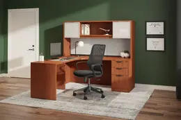 L Shaped Desk with Hutch - PL Laminate