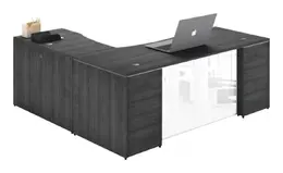 L Shaped Desk with Glass Modesty Panel - Potenza