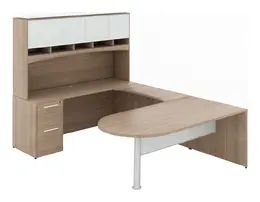 U Shaped Peninsula Desk with Hutch - Potenza