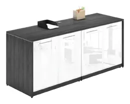 Credenza Storage Cabinet with White Glass Doors - Potenza