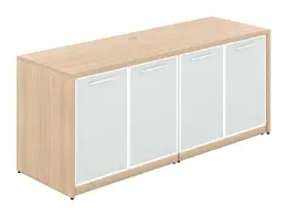 Credenza Storage Cabinet with White Glass Doors - Potenza