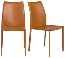 Minimalist Leather Stacking Chairs - Set of 2 - Dalia