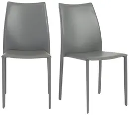 Minimalist Leather Stacking Chairs - Set of 2 - Dalia