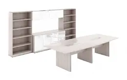 Boat Shaped Conference Table with Storage - Potenza