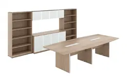 Boat Shaped Conference Table with Storage - Potenza