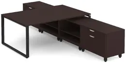 2 Person T Shaped Desk with Storage - Elements