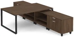 2 Person T Shaped Desk with Storage - Elements