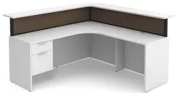 L Shaped Reception Desk with Divider Panels - PL Laminate