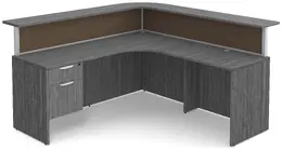 L Shaped Reception Desk with Divider Panels - PL Laminate