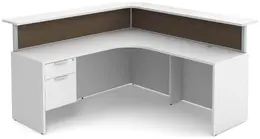 L Shaped Reception Desk with Divider Panels - PL Laminate