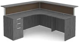 L Shaped Reception Desk with Divider Panels - PL Laminate