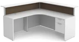 L Shaped Reception Desk with Divider Panels - PL Laminate