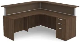 L Shaped Reception Desk with Divider Panels - PL Laminate