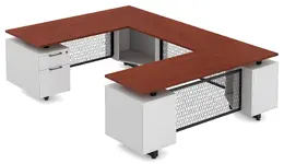U Shaped Desk with Drawers - Riser