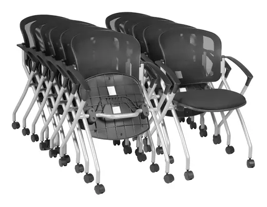 Regency Cadence Flexible High Back with Padded Fabric Seat Nesting Chair (12 pack)- Black - 23 x 22 x 33