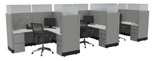3-Person Cubicle with Power - Systems Series