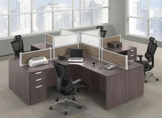 Four Person Workstations for an Open Office