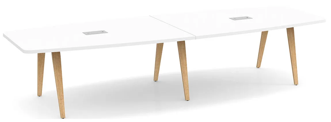 Wooden Leg Boat Shaped Conference Table