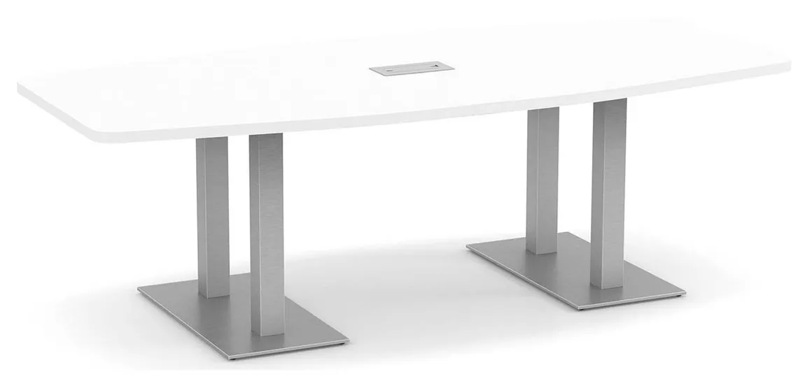 Boat Shaped Conference Table with Brushed Metal Base