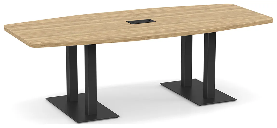 Boat Shaped Conference Table with Brushed Metal Base