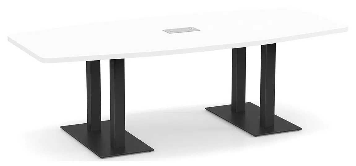 Boat Shaped Conference Table with Brushed Metal Base