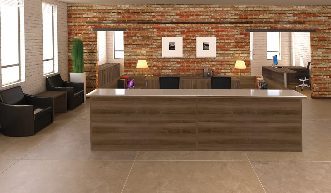 2 Person Reception Desk with Storage