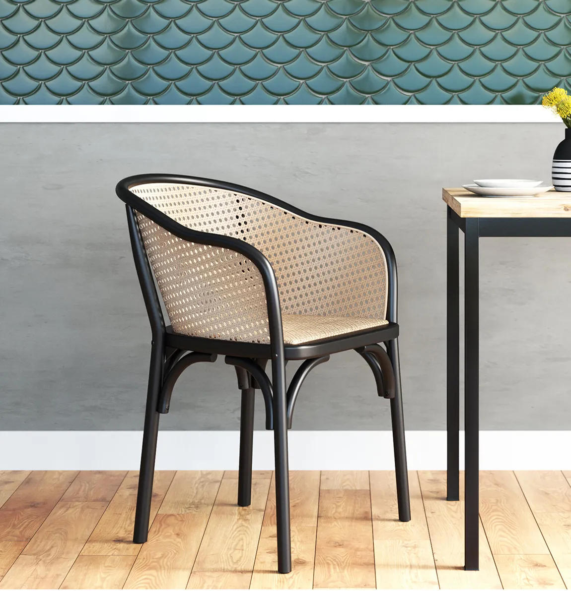 Modern Rattan Armchair