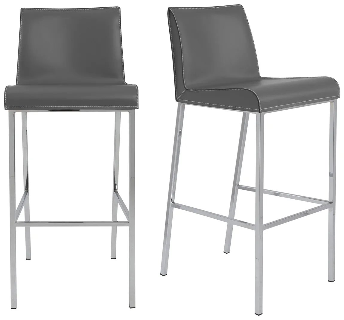 Contemporary Leather Bar Stool - Set of 2 