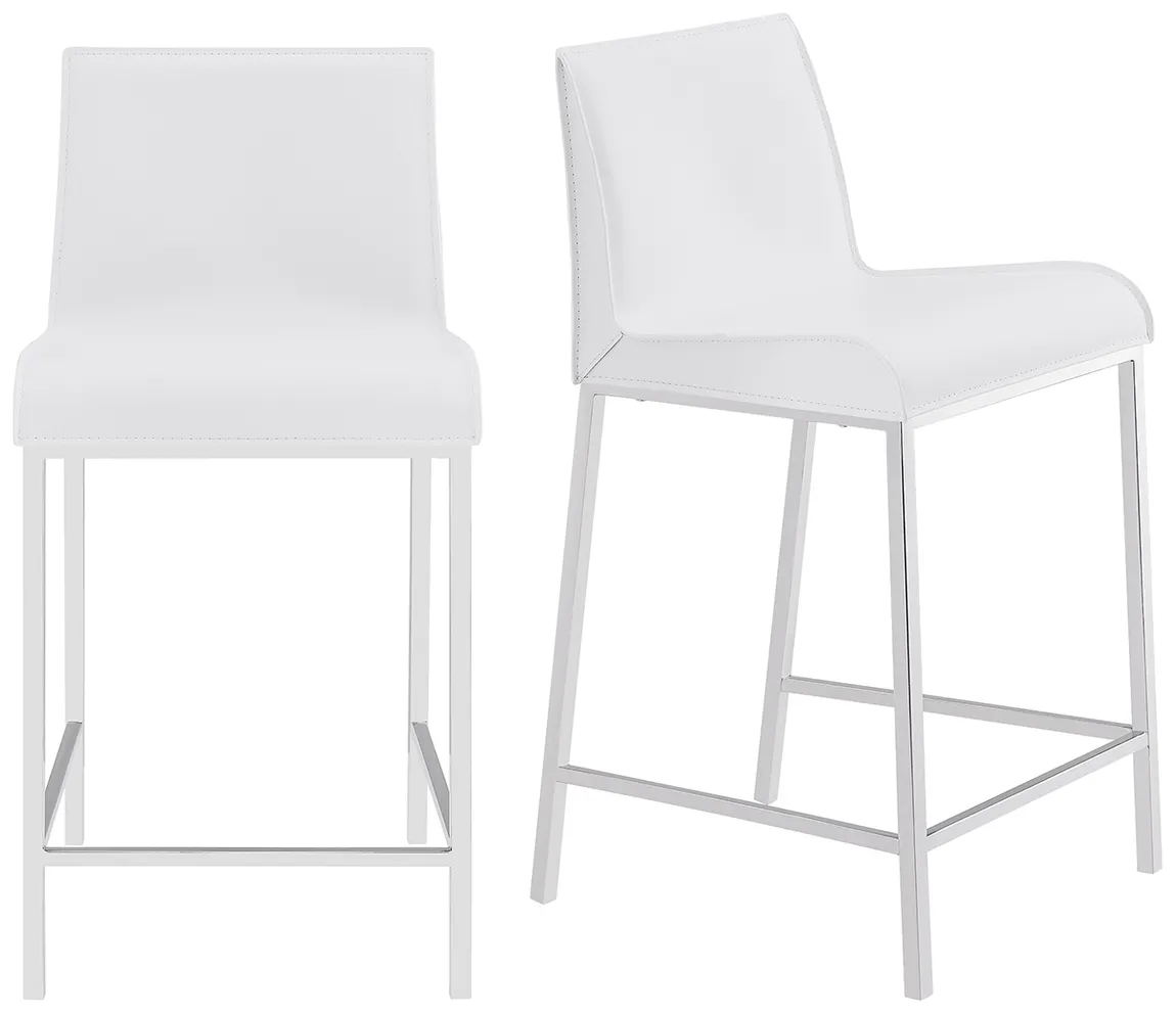 Contemporary Leather Counter Stool - Set of 2