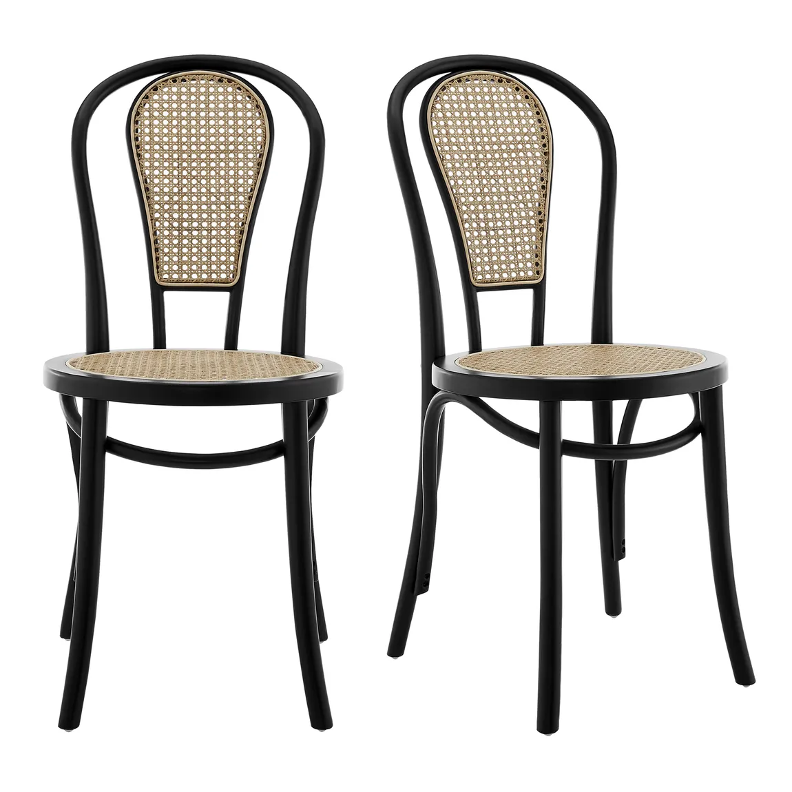 Mid-Century Rattan Side Chair - Set of 2