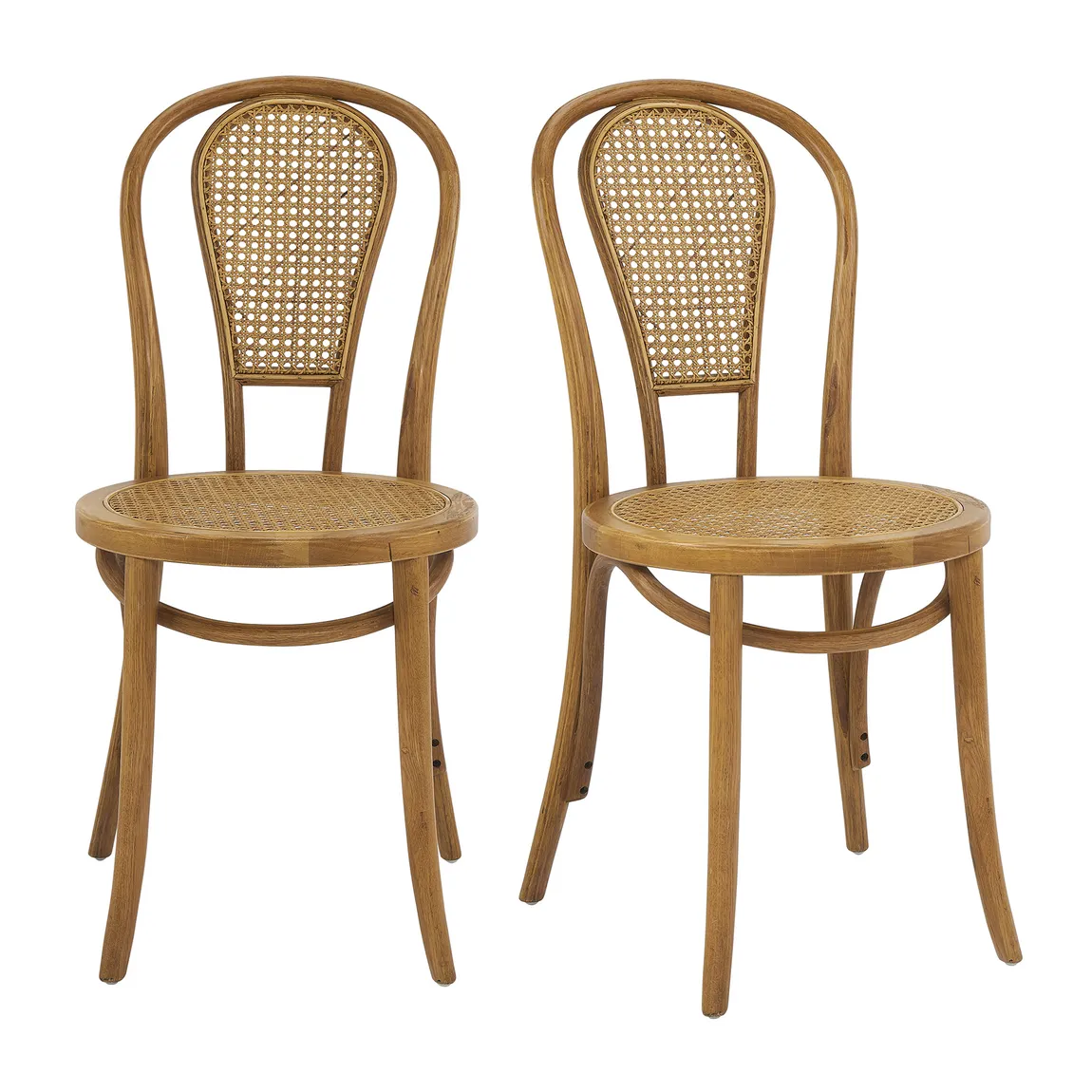 Mid-Century Rattan Side Chair - Set of 2