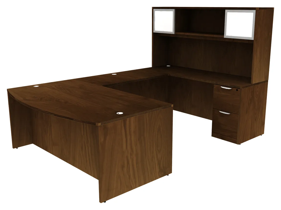 Bow Front Desk with Hutch