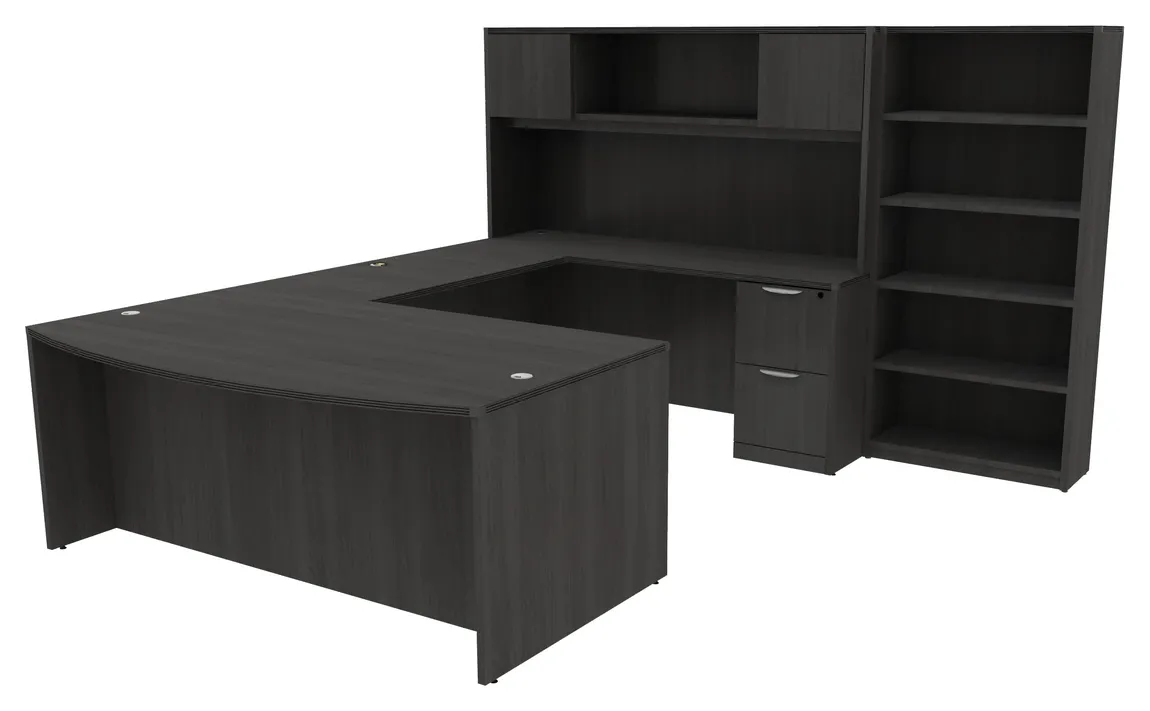 Bow Front Desk with Hutch