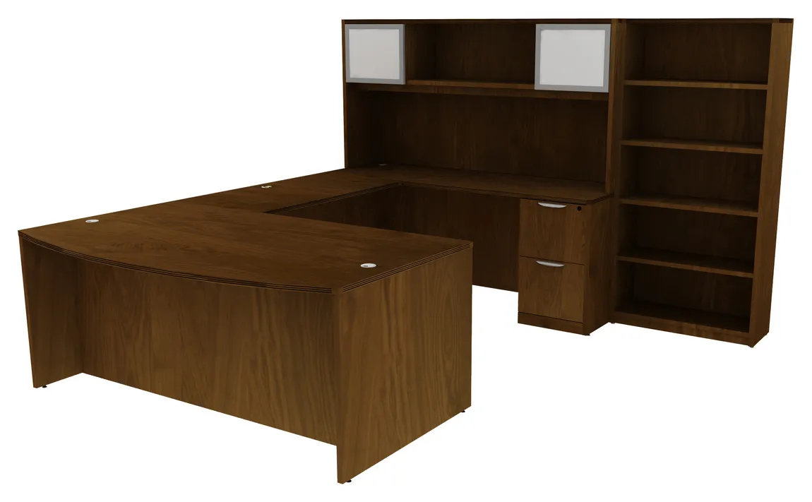 Bow Front Desk with Hutch