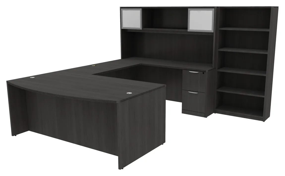 Bow Front Desk with Hutch