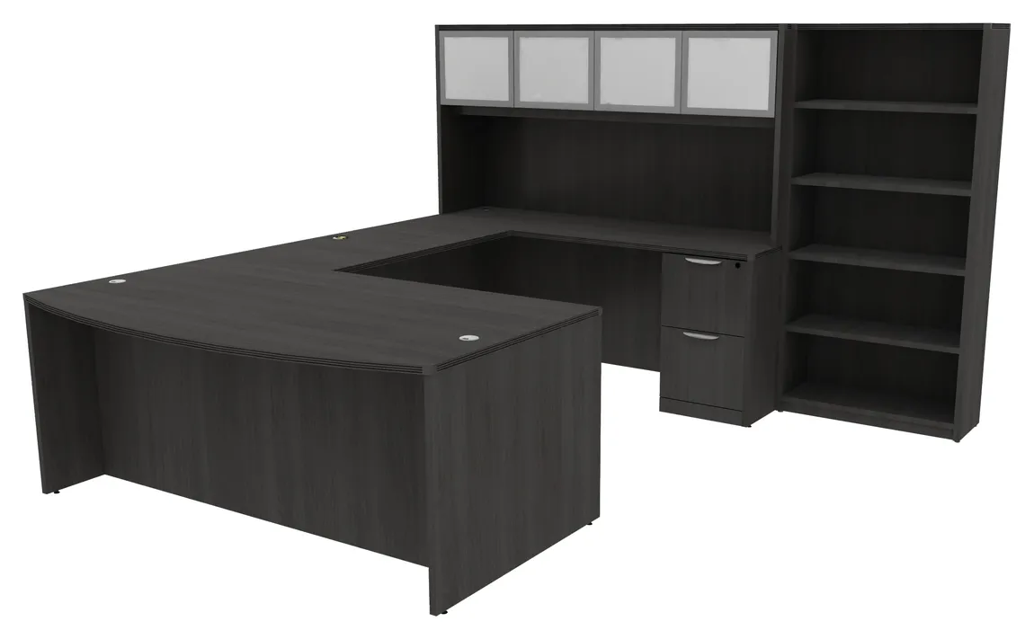 Bow Front U-Shaped Desk with Hutch