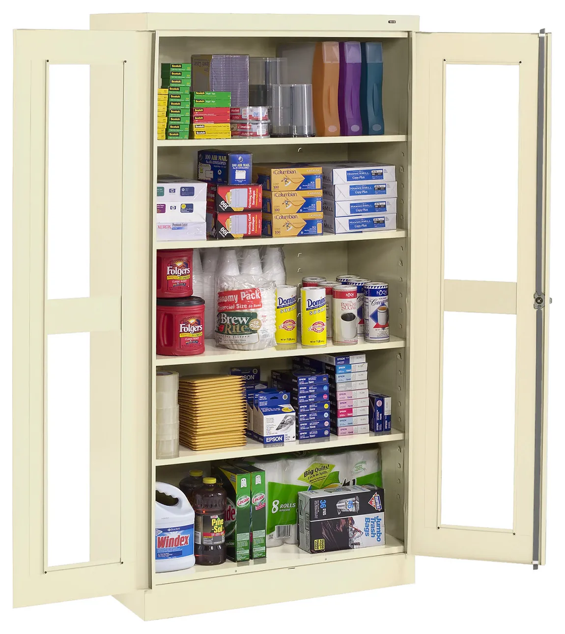 Storage Cabinet with See Through Doors