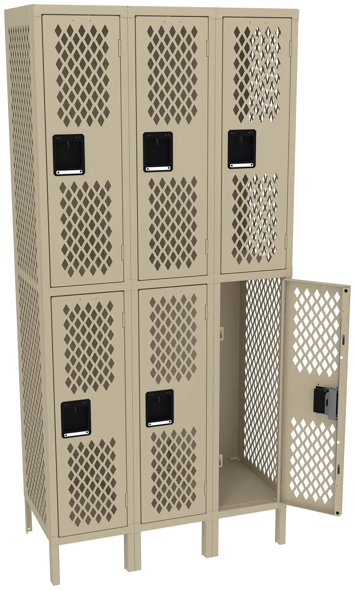Three Double-Tier Gym Lockers with Legs