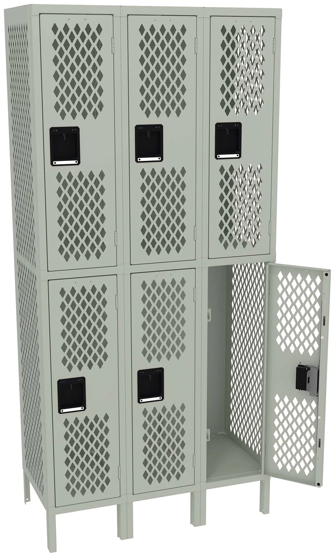 Three Double-Tier Gym Lockers with Legs